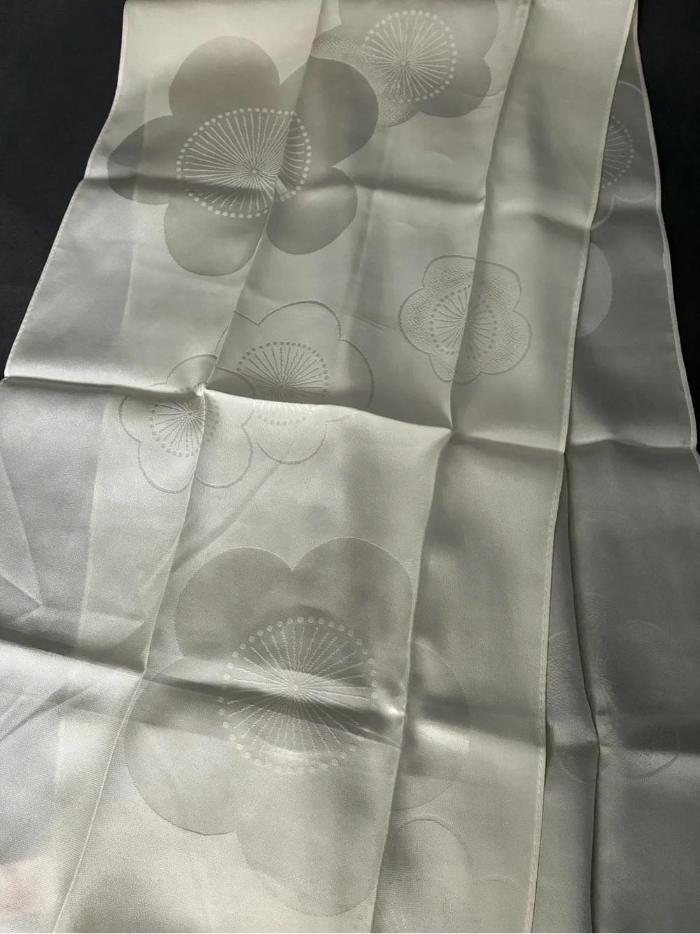 100% Pure Silk Cream Scarf with cherry blossom print